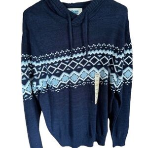 Men's Blue Patterned Sweater Large